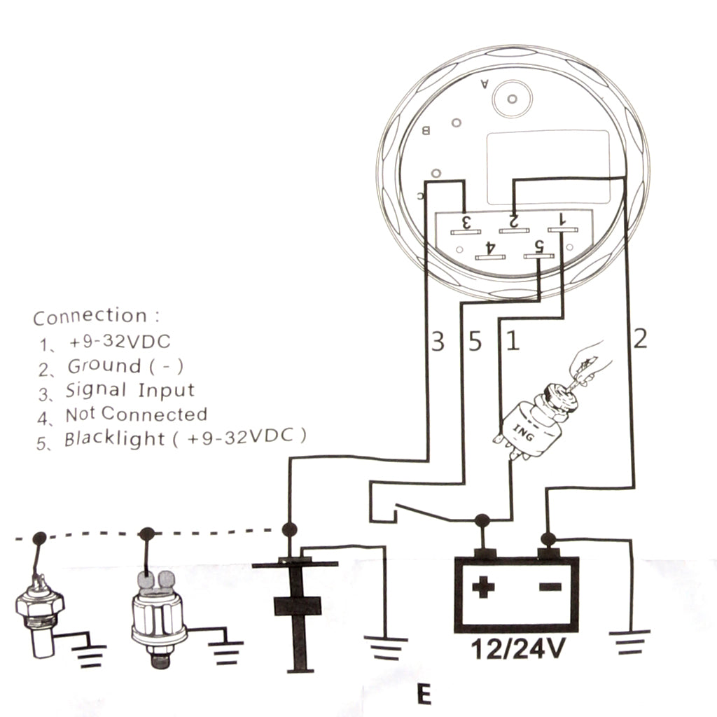 2" 52mm Universal Boat Marine Car Fuel Level Gauge LED Light Display Black 2