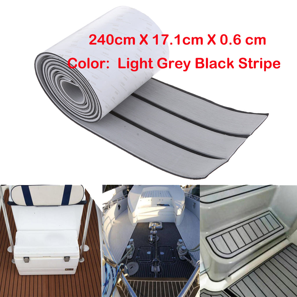 Boat Flooring Mat Faux Teak Decking Yacht Sheet Pad Light Grey Black Stripe