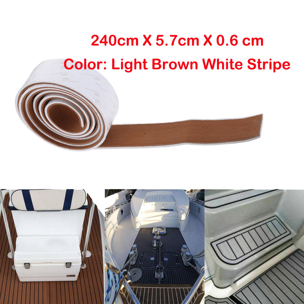 EVA Faux Teak Decking Sheet Marine Yacht Boat Tape Light Brown White Stripe