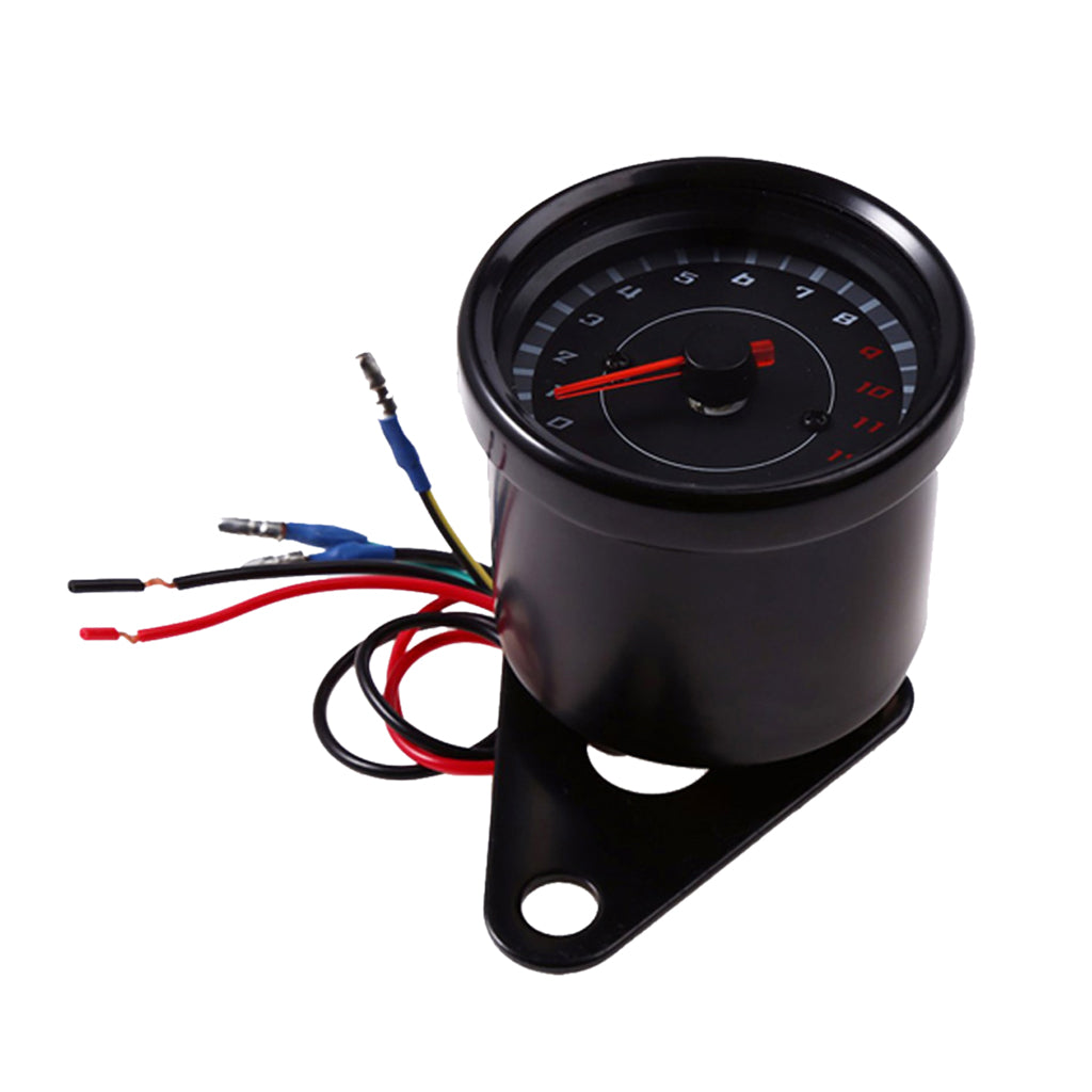 Universal Motorcycle Tachometer RPM Gauge with LED Backlight Light Black