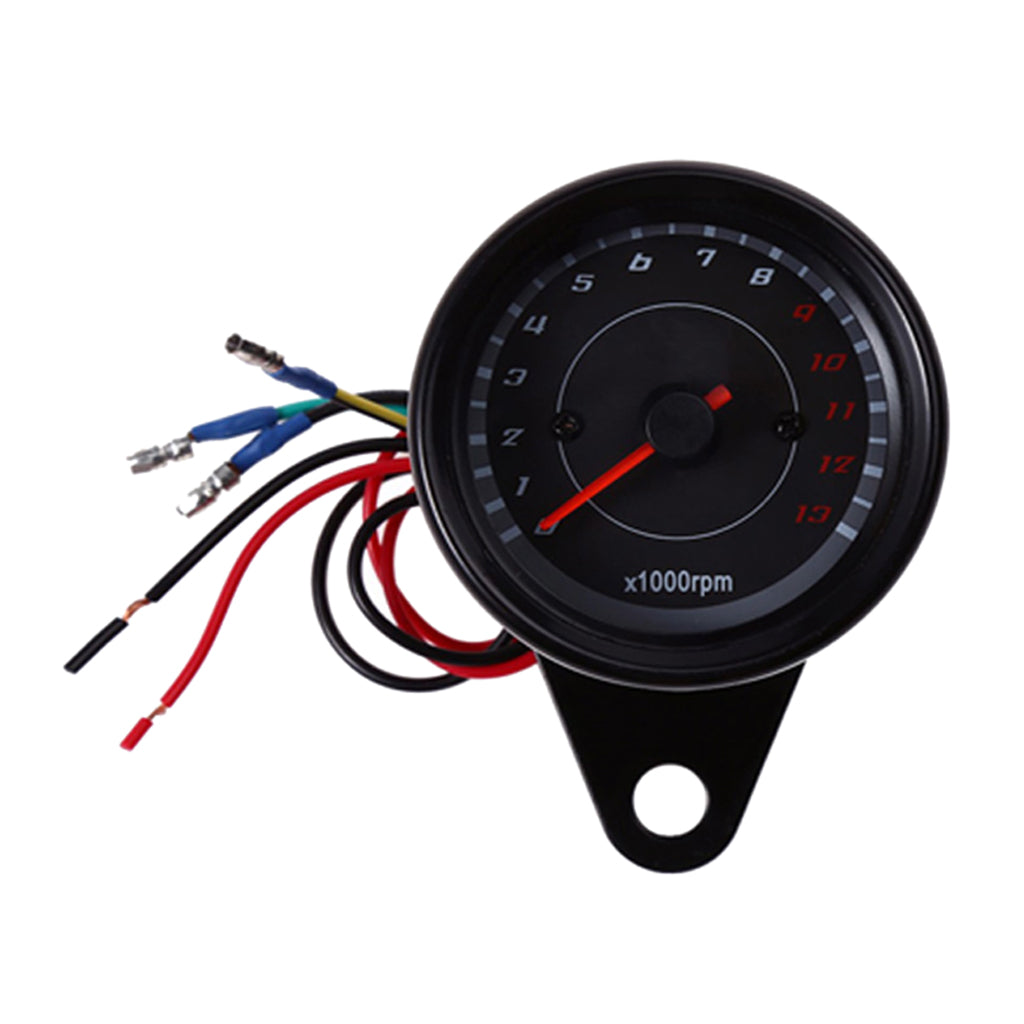 Universal Motorcycle Tachometer RPM Gauge with LED Backlight Light Black