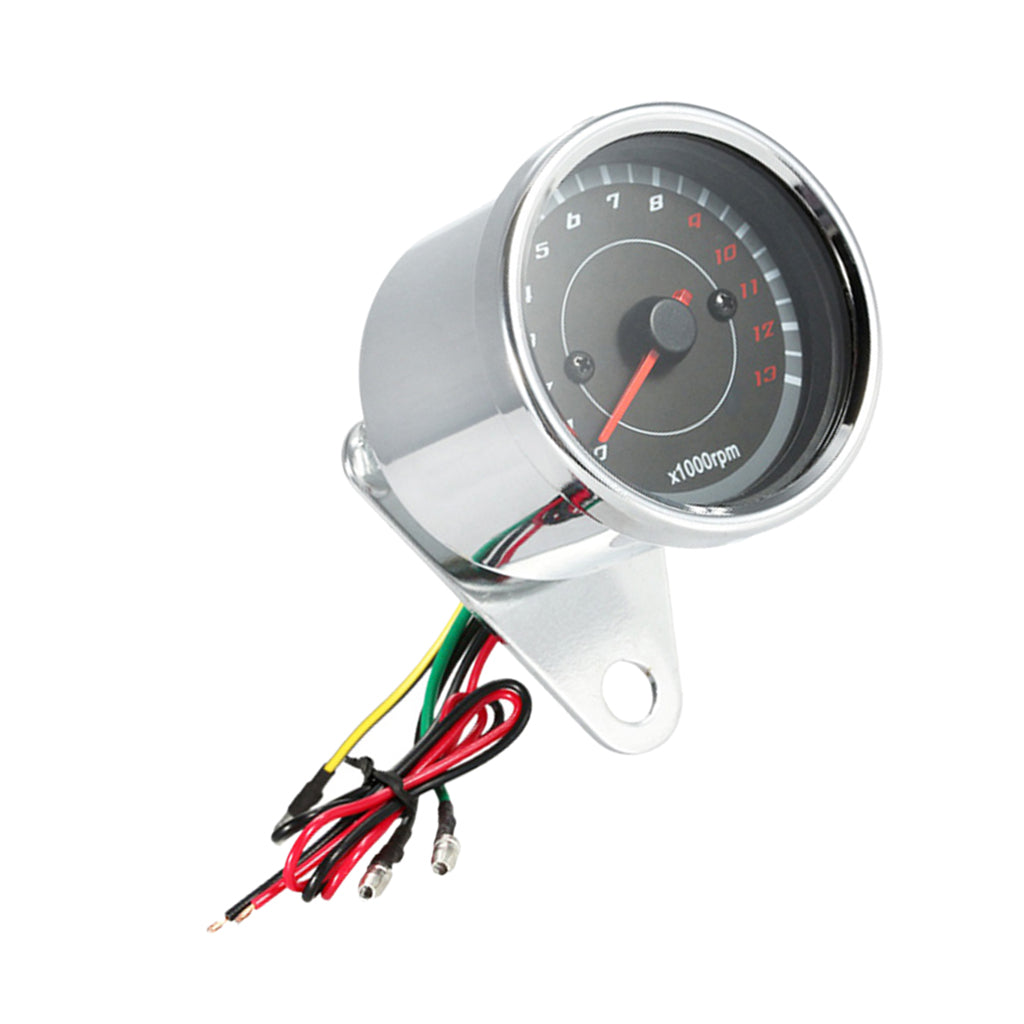 Universal Motorcycle Tachometer RPM Gauge with LED Backlight Light Chrome