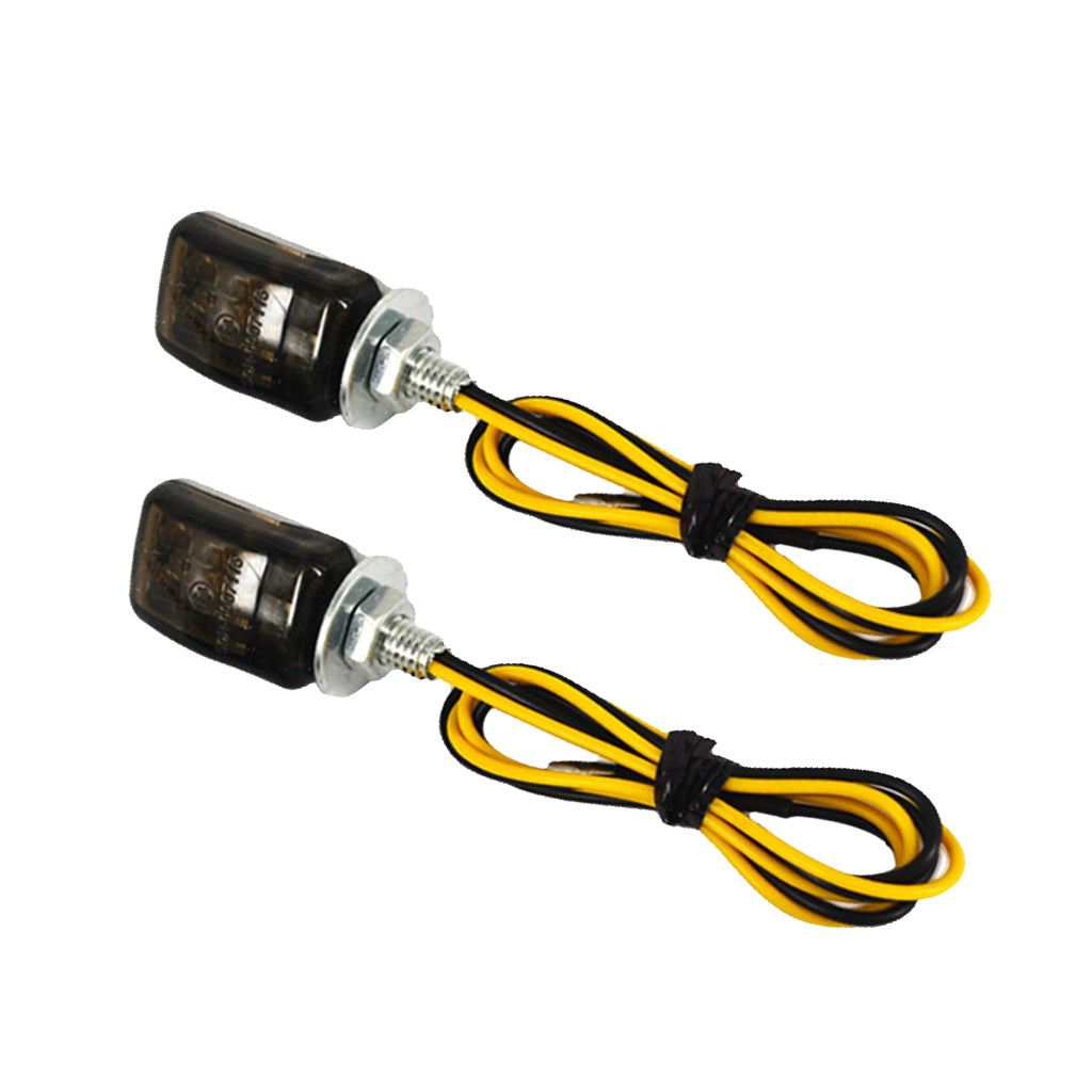 Pair 12V Motorcycle Mini LED Turn Signal Lamps for Harley Road King Dark