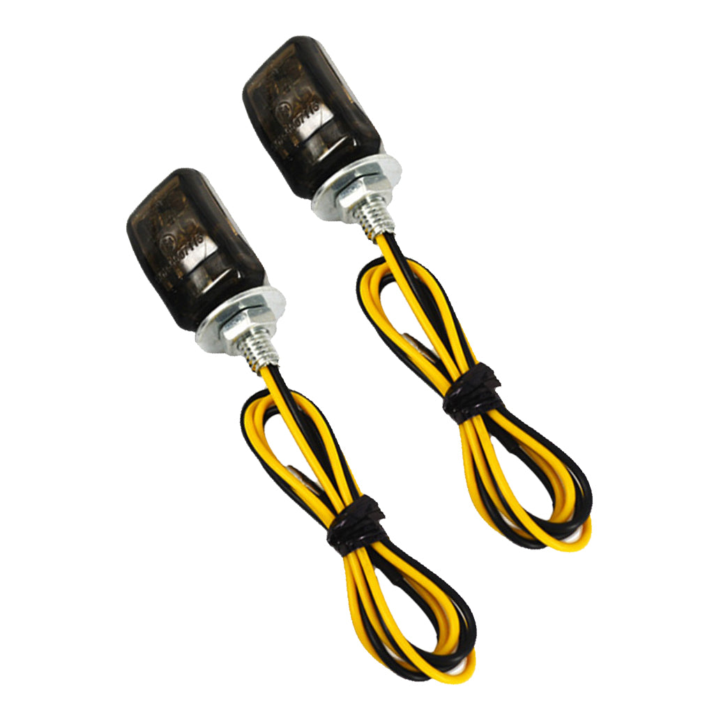 Pair 12V Motorcycle Mini LED Turn Signal Lamps for Harley Road King Dark