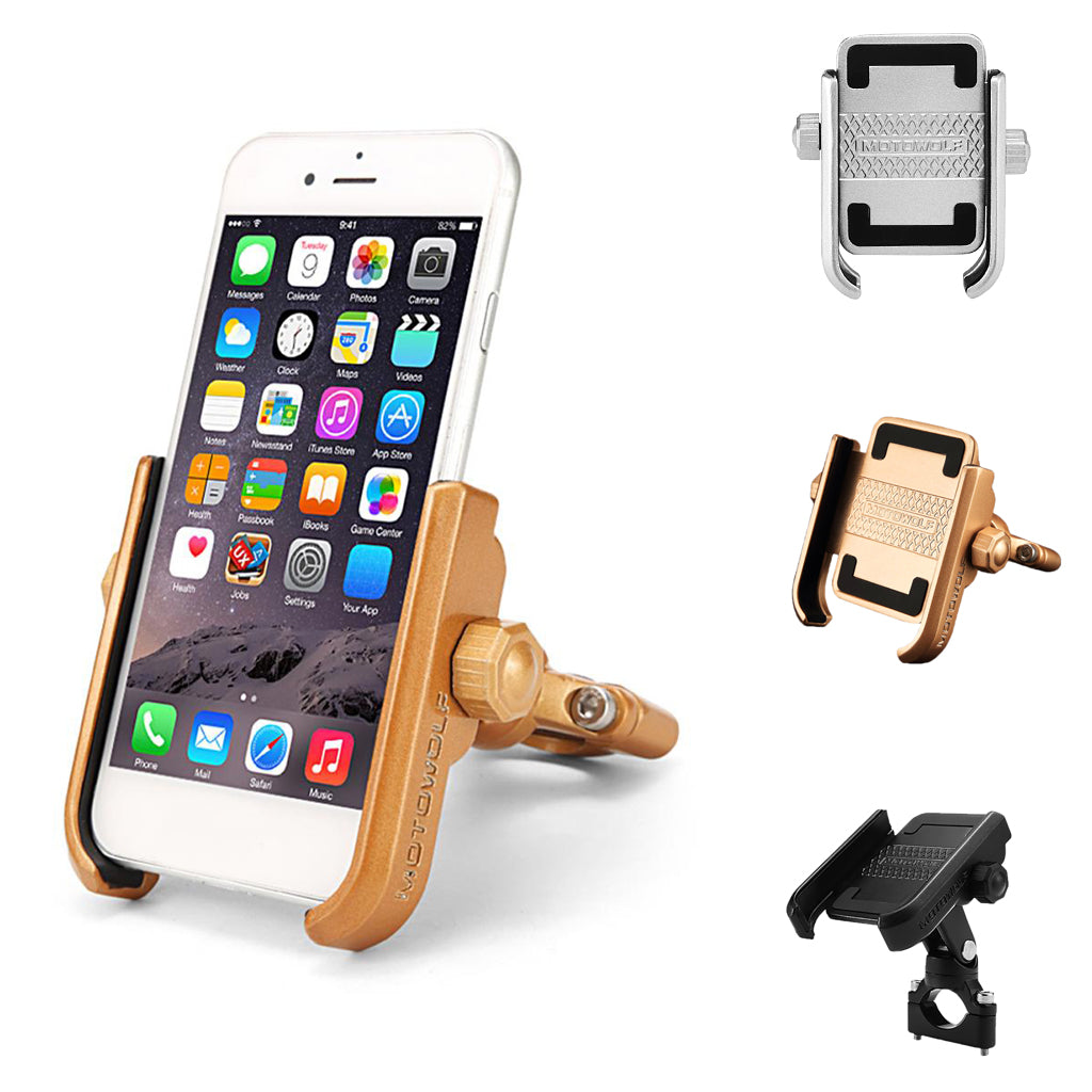 360 Degree Motorcycle Handlebar Mount Holder For 4-6" Cell Phone GPS Silver