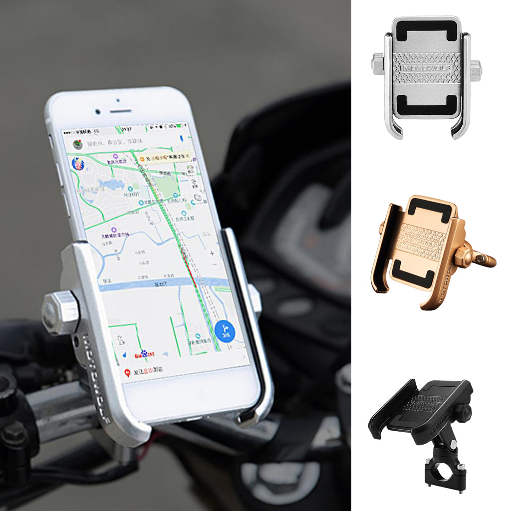 360 Degree Motorcycle Handlebar Mount Holder For 4-6" Cell Phone GPS Silver