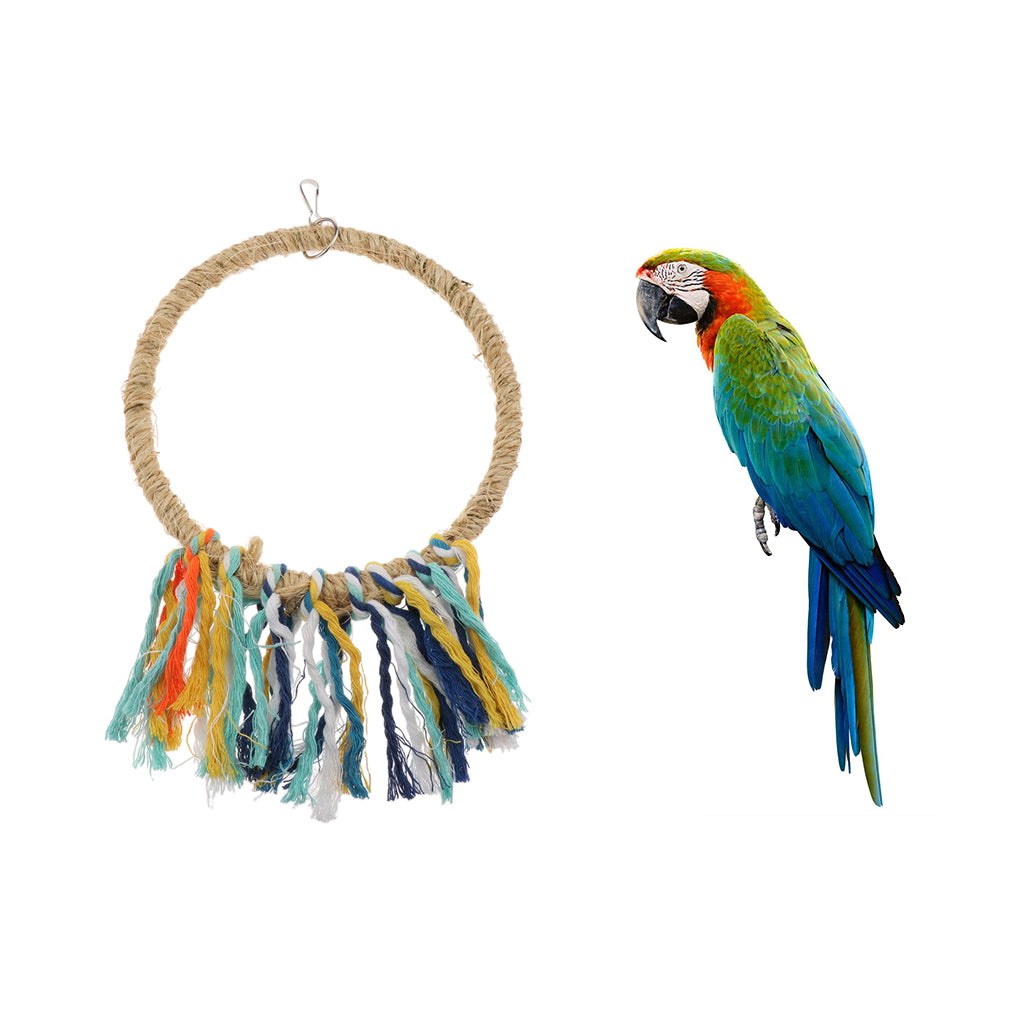 Parrot Cockatiel Cage Chew Climb Toy Ring Cotton Rope Swing Bird Toy Size_2