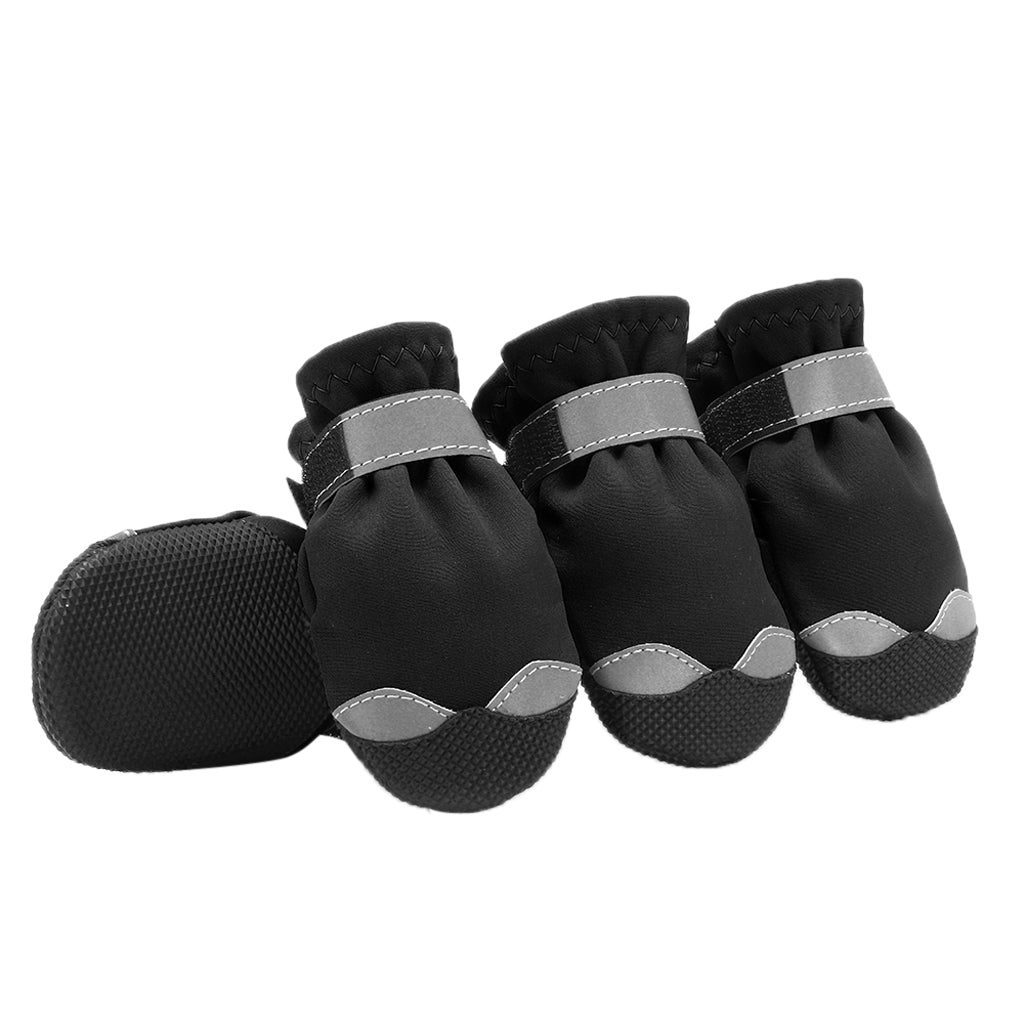 4 Pcs Pet Dog Shoes Boots Anti-Slip Waterproof Pet Paw Protector Dog Shoes  Black-M