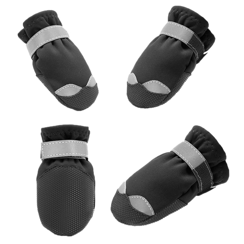 4 Pcs Pet Dog Shoes Boots Anti-Slip Waterproof Pet Paw Protector Dog Shoes  Black-M