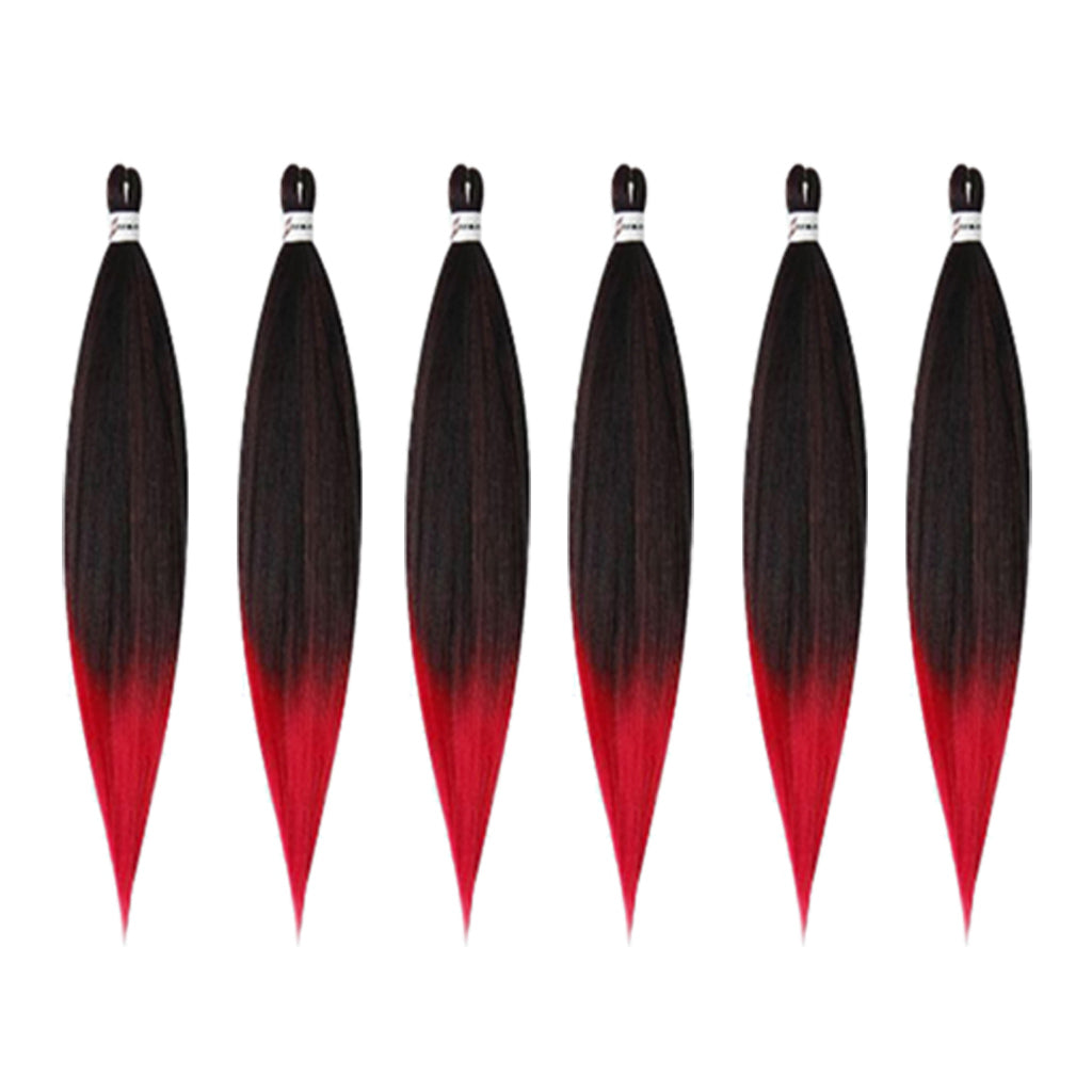 6 Pieces Pre Stretched Braiding Hair Hair Extension Braiding Hair Red