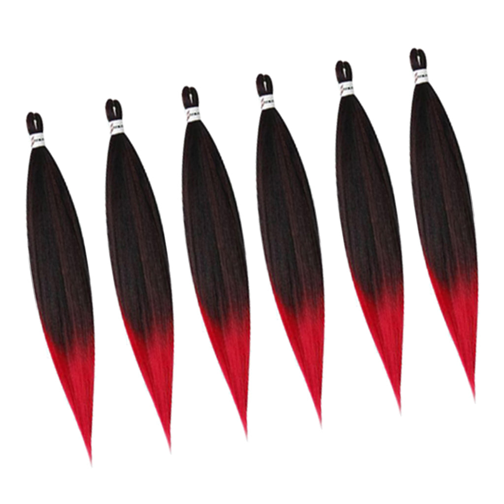 6 Pieces Pre Stretched Braiding Hair Hair Extension Braiding Hair Red