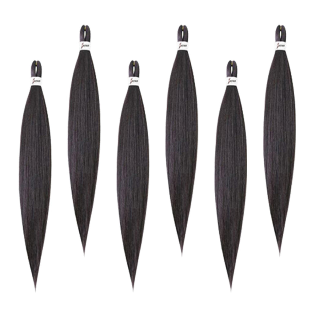 6 Pieces Pre Stretched Braiding Hair Hair Extension Braiding Hair Black 04