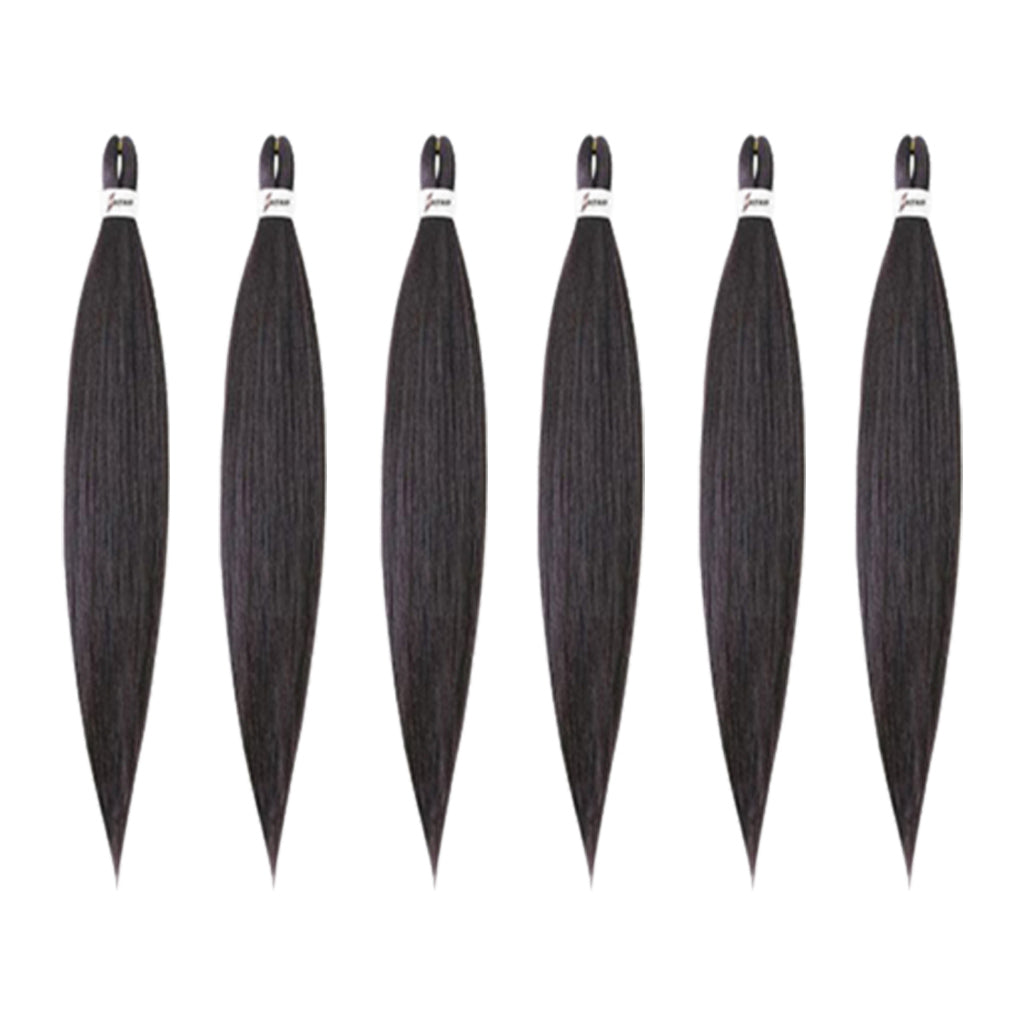 6 Pieces Pre Stretched Braiding Hair Hair Extension Braiding Hair Black 04