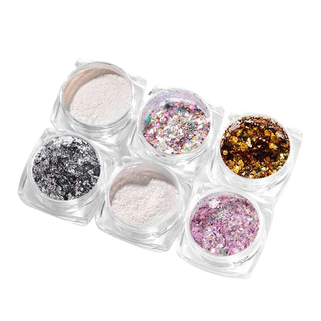 6 Boxes Holographic Mermaid Nail Art Glitter Powder Sequins Flakes Paillette 02