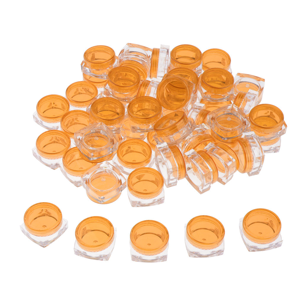 50x Empty Round Makeup Jar Pot Travel Cream Powder Cosmetic Container 5g Orange