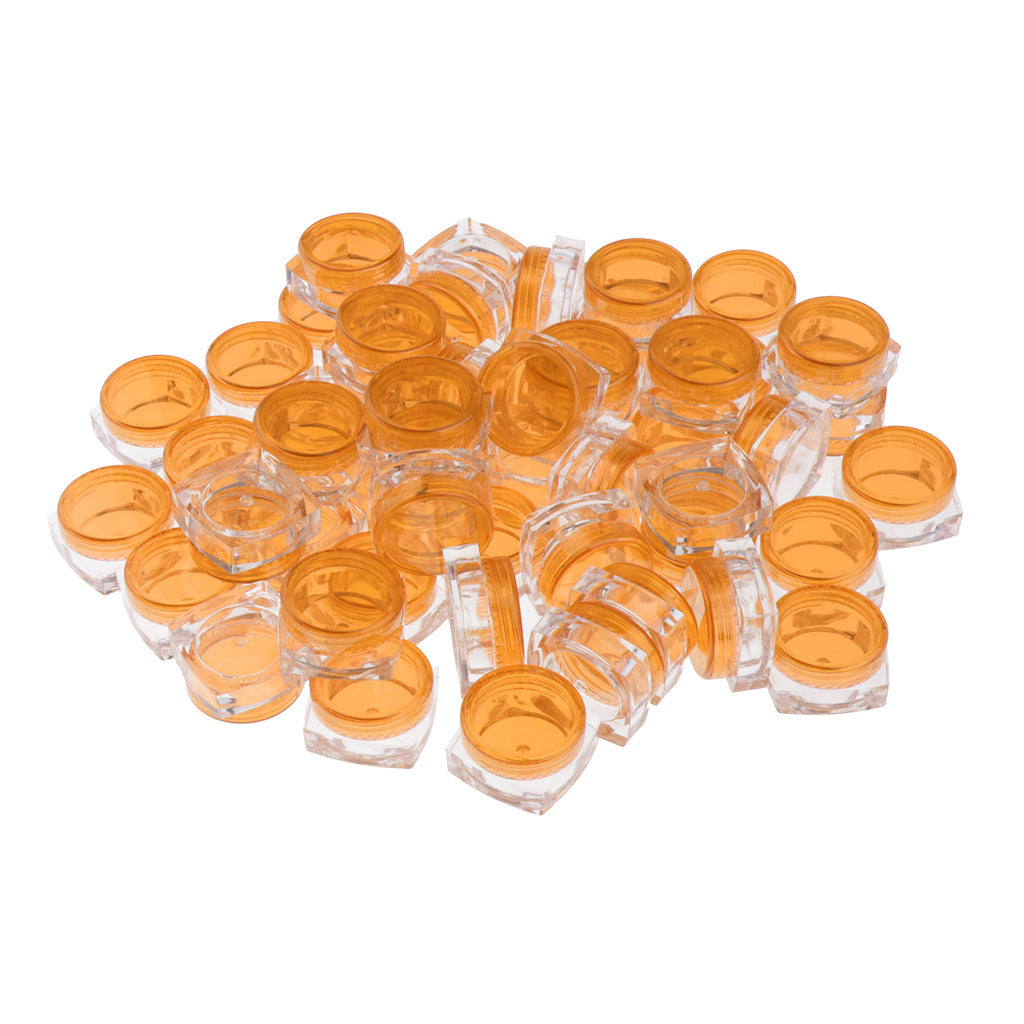 50x Empty Round Makeup Jar Pot Travel Cream Powder Cosmetic Container 5g Orange