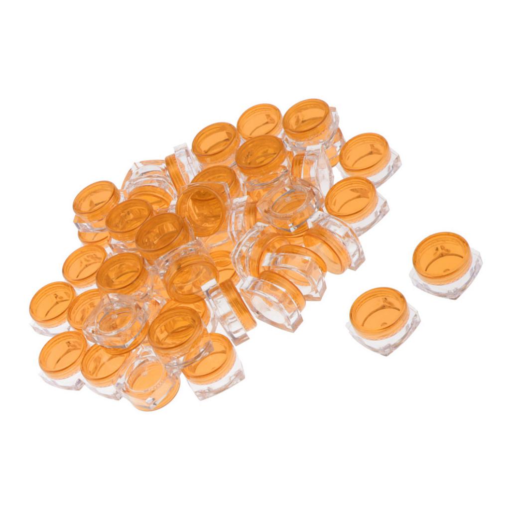 50x Empty Round Makeup Jar Pot Travel Cream Powder Cosmetic Container 5g Orange