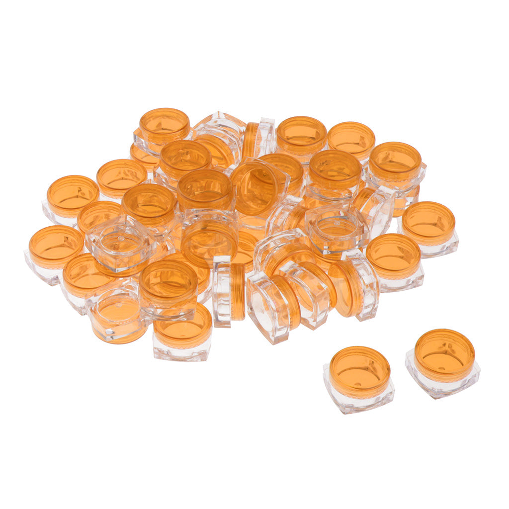 50x Empty Round Makeup Jar Pot Travel Cream Powder Cosmetic Container 5g Orange