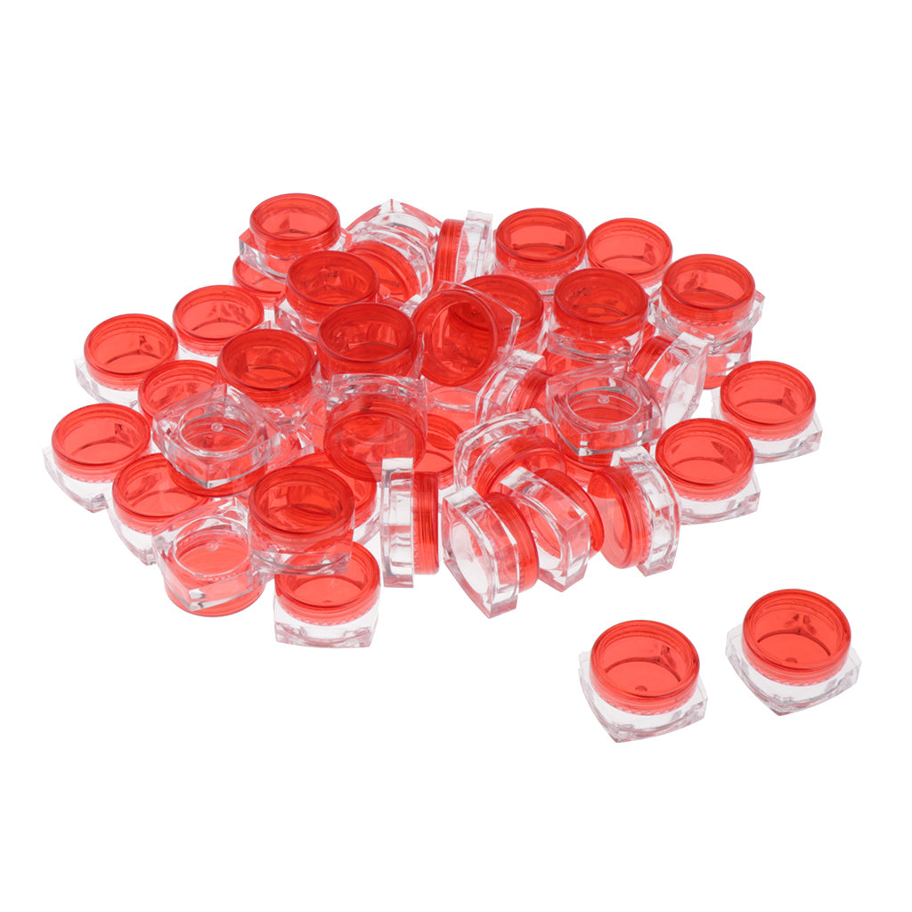 50x Empty Round Makeup Jar Pot Travel Cream Powder Cosmetic Container 5g Red