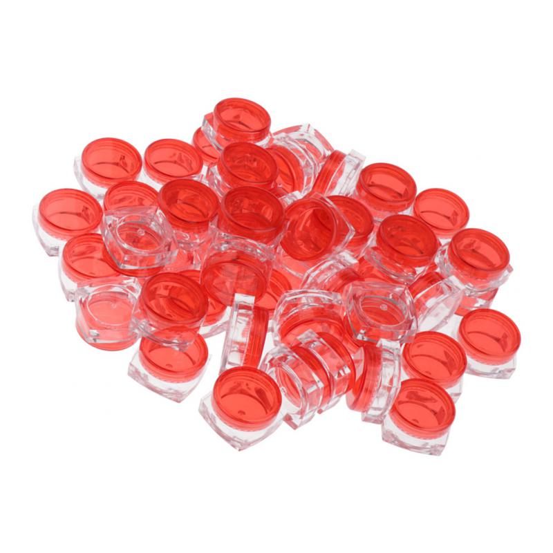 50x Empty Round Makeup Jar Pot Travel Cream Powder Cosmetic Container 5g Red