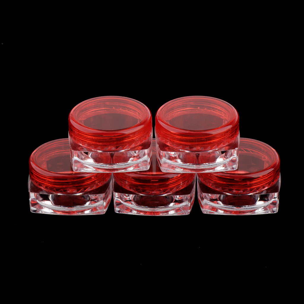 50x Empty Round Makeup Jar Pot Travel Cream Powder Cosmetic Container 5g Red