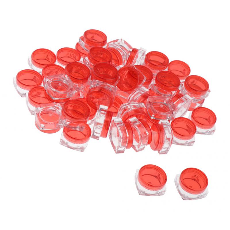 50x Empty Round Makeup Jar Pot Travel Cream Powder Cosmetic Container 5g Red