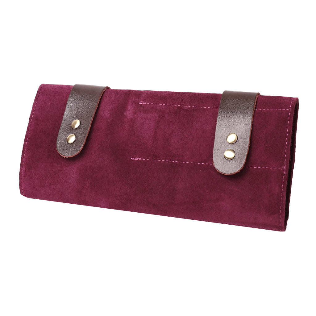 Leather Barber Hairdressing Tools Holder Pouch Scissors Shears Case Bag Purple