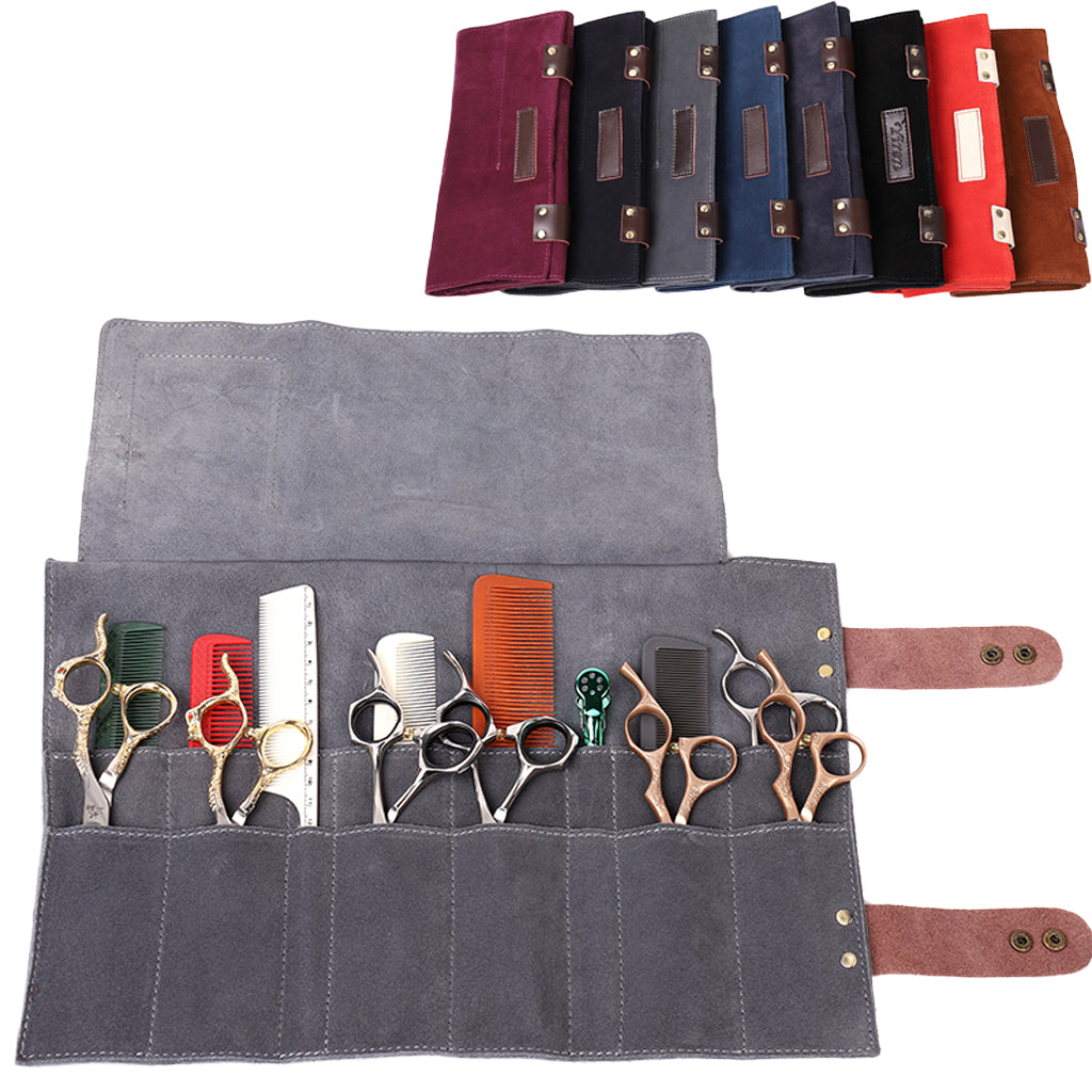 Leather Barber Hairdressing Tools Holder Pouch Scissors Shears Case Bag Orange