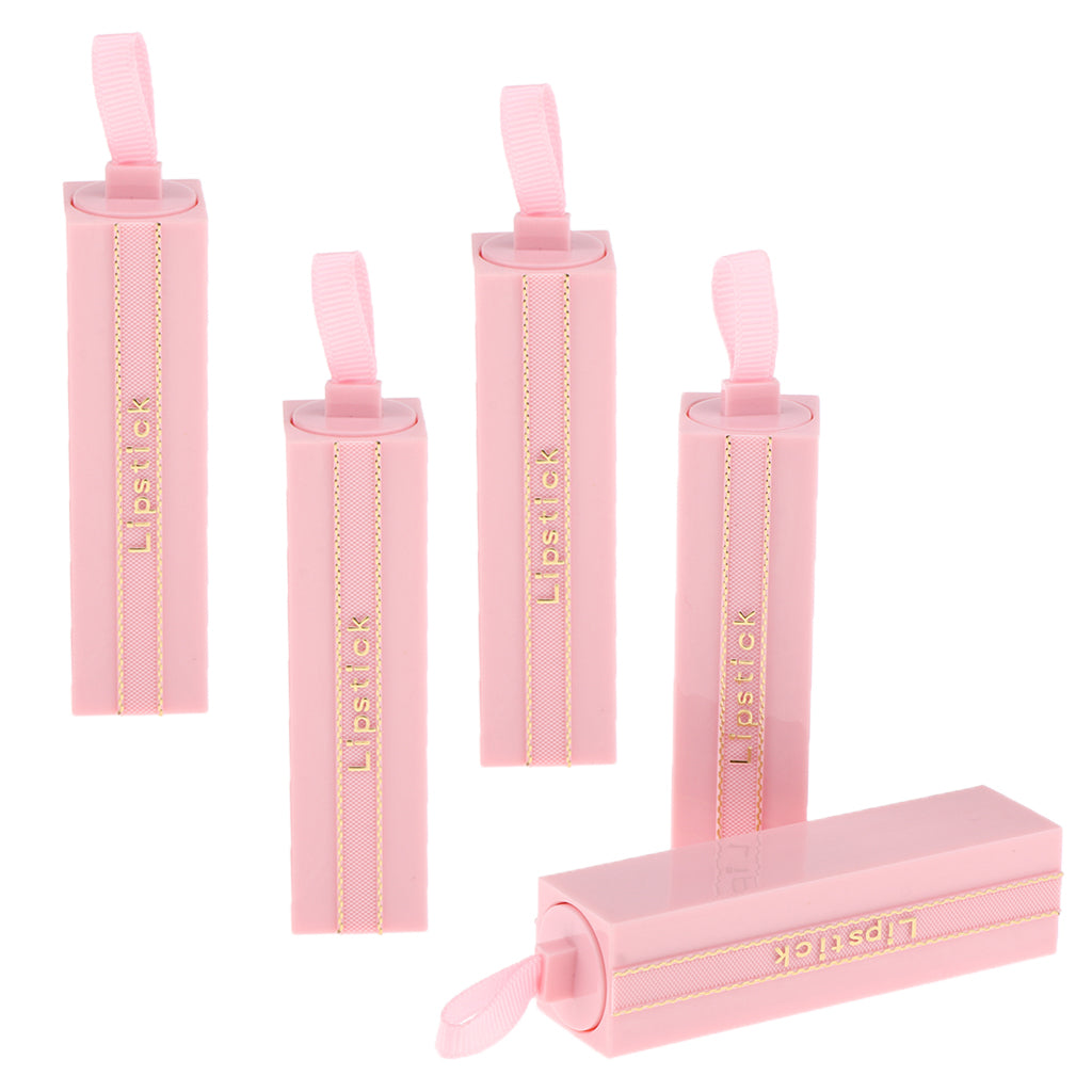 5x Plastic Empty Lipstick Tubes Lip Balm Container DIY Lipstick Holders Pink