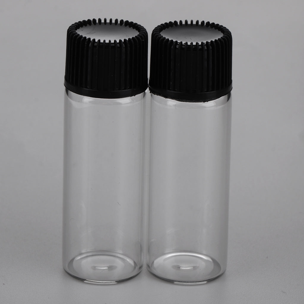 20x5ML Mini Empty Essential Oil Sample Bottles w/ Screw Caps Clear+Black Cap