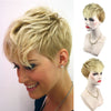 Short Synthetic Heat Resist Blonde Women Pixie Cut Chic Straight Wigs 26cm