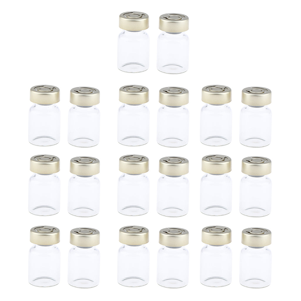 20Pcs Empty Sterile Glass Sealed Serum Vials Bottles Liquid Containers 5ml