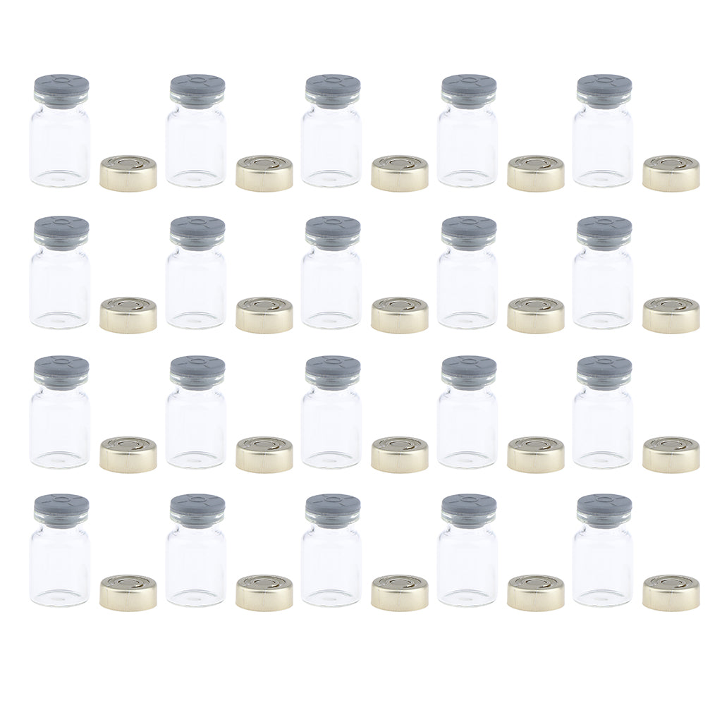 20Pcs Empty Sterile Glass Sealed Serum Vials Bottles Liquid Containers 5ml