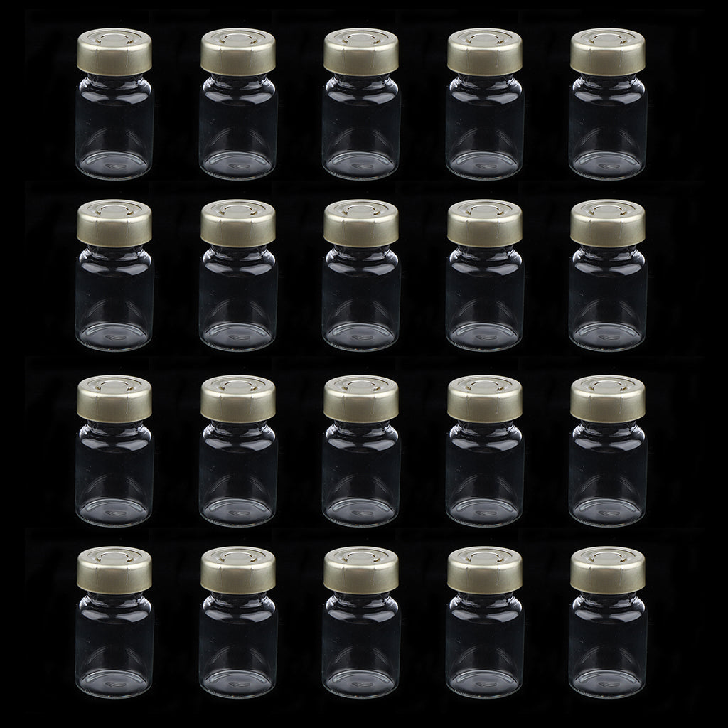 20Pcs Empty Sterile Glass Sealed Serum Vials Bottles Liquid Containers 5ml