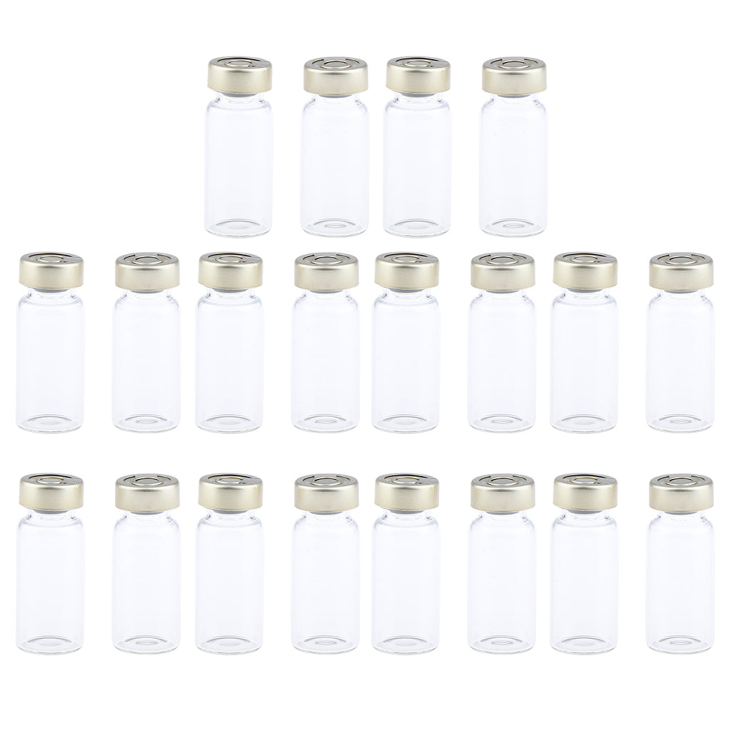 20Pcs Empty Sterile Glass Sealed Serum Vials Bottles Liquid Containers 10ml