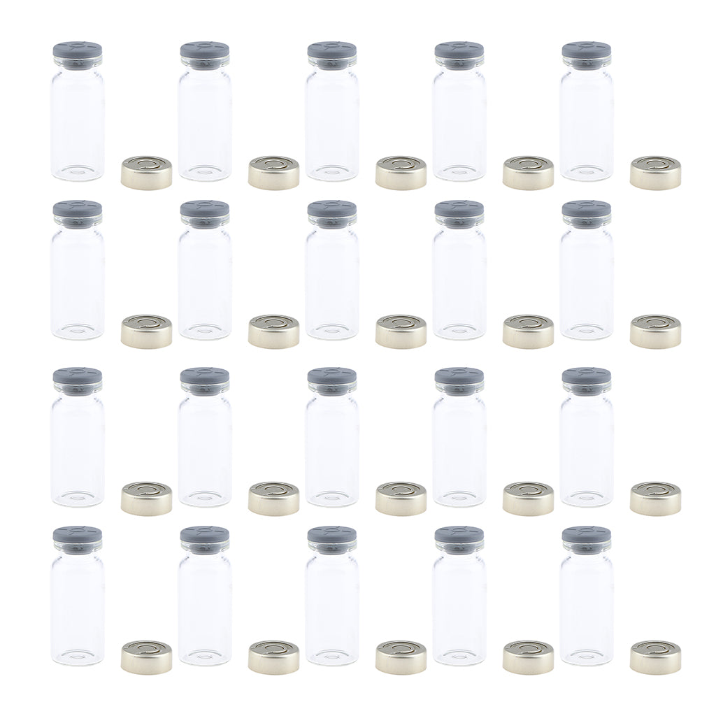 20Pcs Empty Sterile Glass Sealed Serum Vials Bottles Liquid Containers 10ml