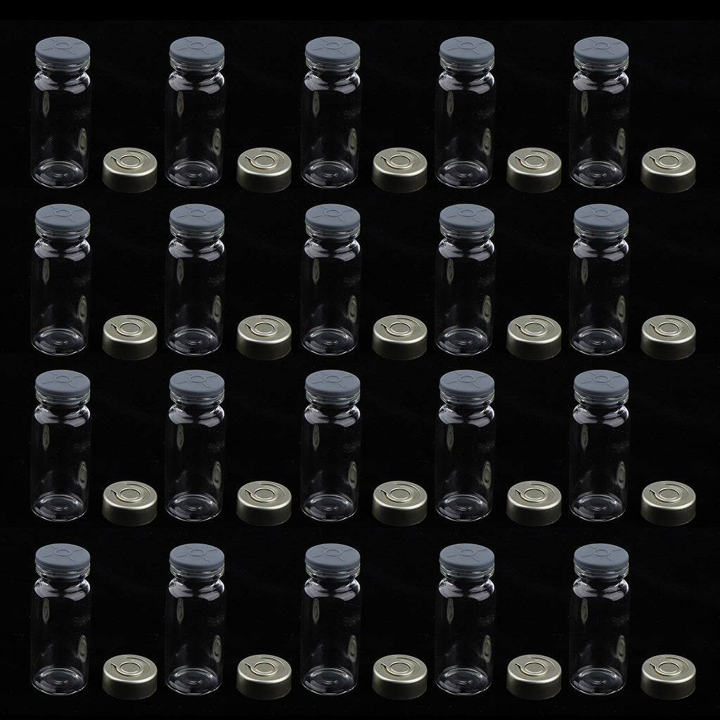 20Pcs Empty Sterile Glass Sealed Serum Vials Bottles Liquid Containers 10ml