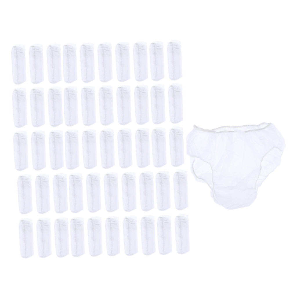 50pcs Nonwoven Underwear Panties Handy Briefs for Travel Hotel Spa White