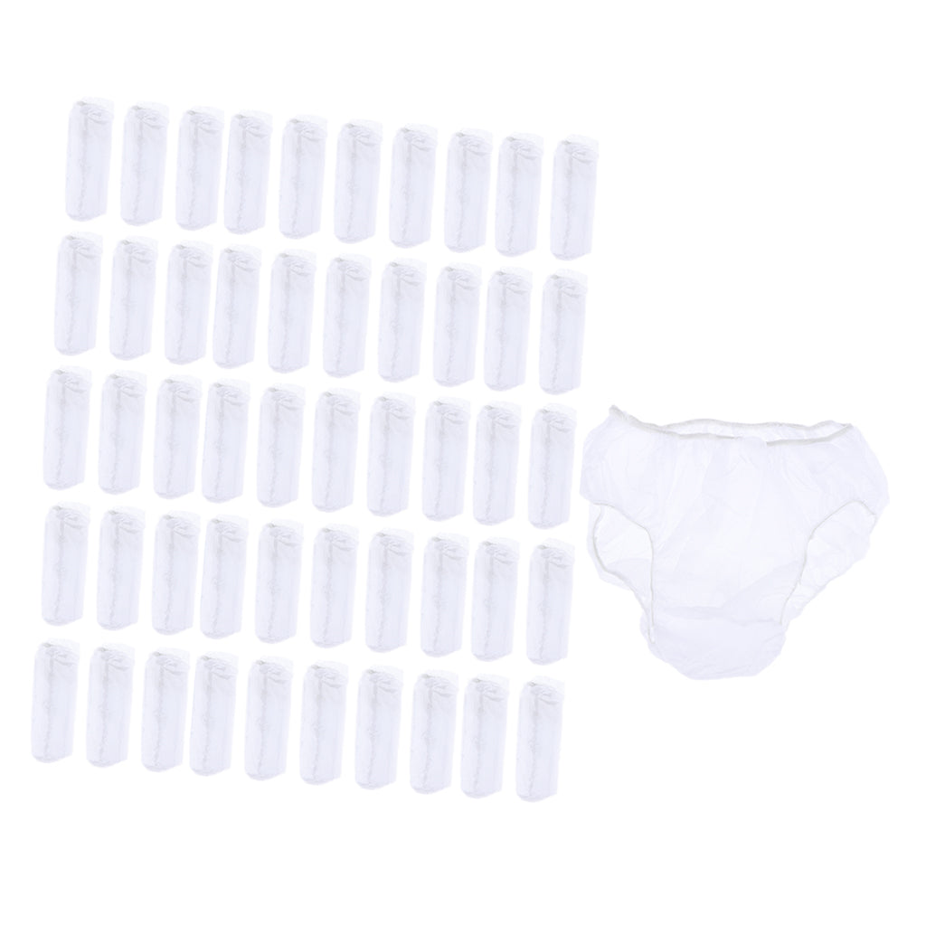 50pcs Nonwoven Underwear Panties Handy Briefs for Travel Hotel Spa White