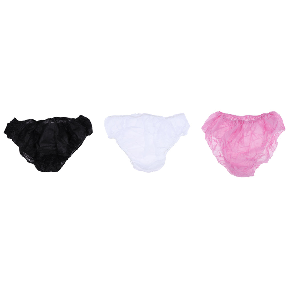 50pcs Nonwoven Underwear Panties Handy Briefs Set for Travel Hotel Spa Black