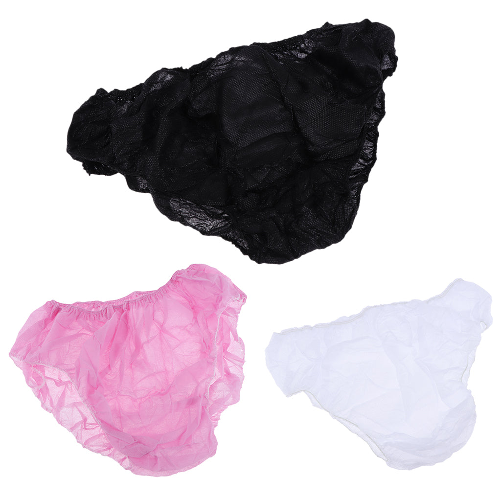 50pcs Nonwoven Underwear Panties Handy Briefs Set for Travel Hotel Spa Black