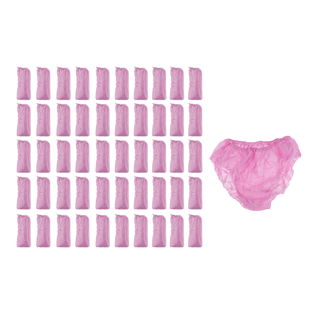 50pcs Nonwoven Underwear Panties Handy Briefs Set for Travel Hotel Spa Red