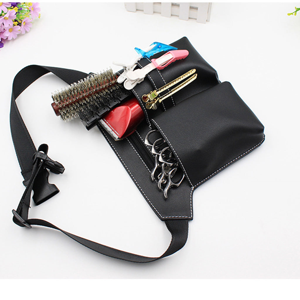 PU Leather Barber Holster Pouch Holder Hair Scissors Bag Waist Belt Black 2