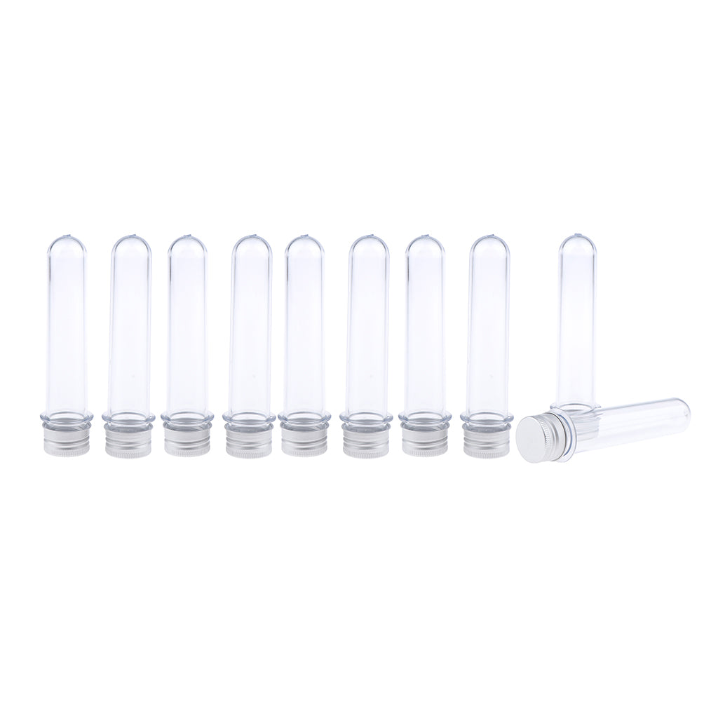 10x 40/50ml Plastic Test Tubes Vial Sample Container with Caps purplish red