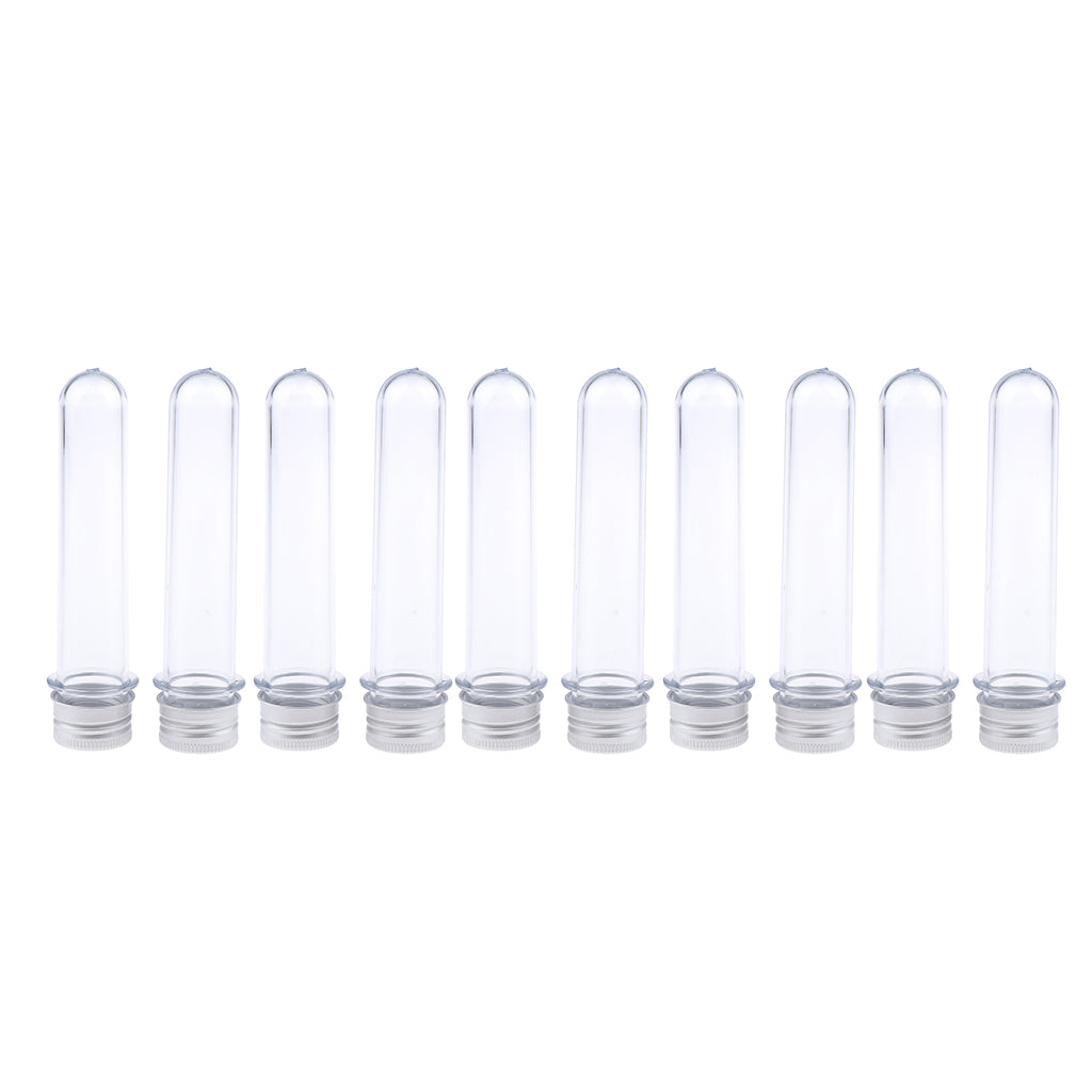 10x 40/50ml Plastic Test Tubes Vial Sample Container with Caps purplish red