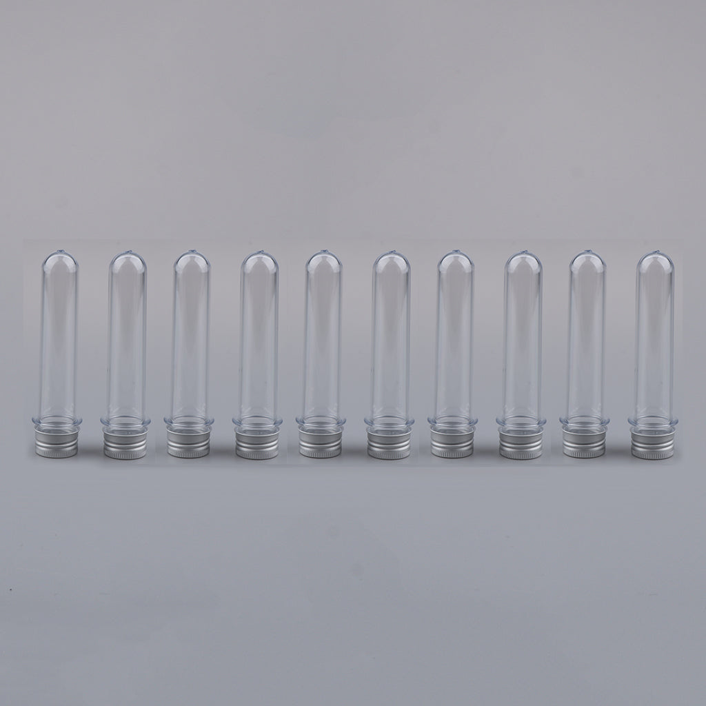 10x 40/50ml Plastic Test Tubes Vial Sample Container with Caps purplish red