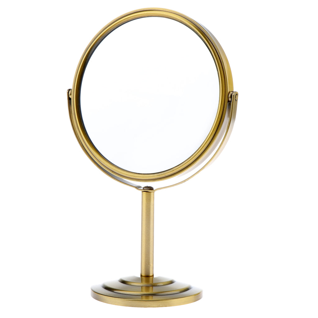 6in Round Tabletop Vanity Swivel Makeup Mirror 2-sided 2x Magnifying Bronze