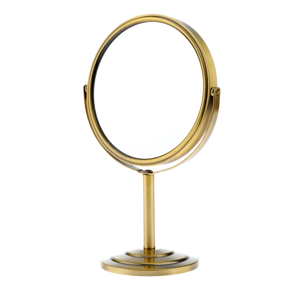 6in Round Tabletop Vanity Swivel Makeup Mirror 2-sided 2x Magnifying Bronze