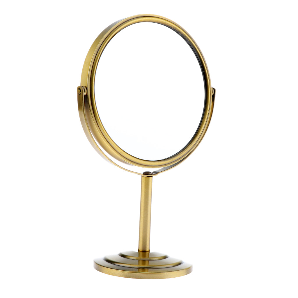 6in Round Tabletop Vanity Swivel Makeup Mirror 2-sided 2x Magnifying Bronze