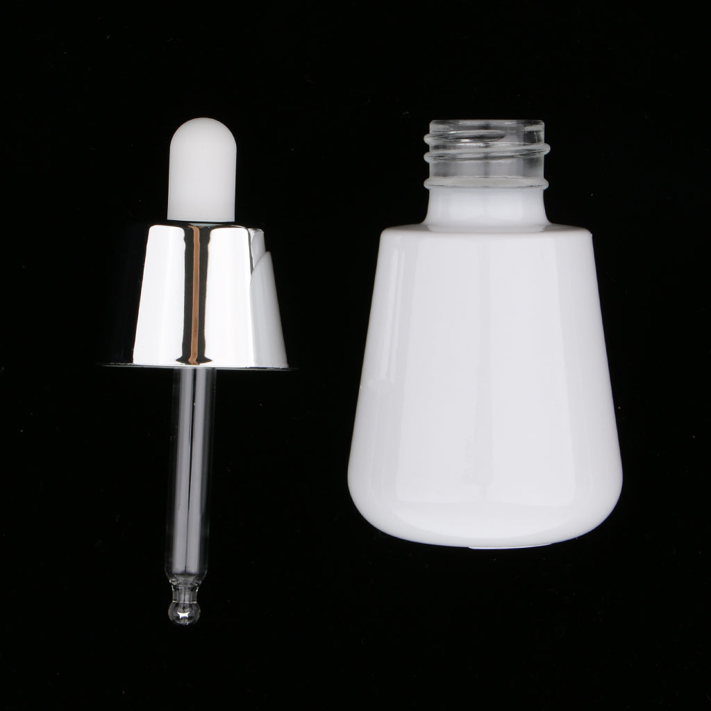 2pcs 30ml Empty Glass Amber Bottle with Dropper Liquid Pipette Bottle 30ml White